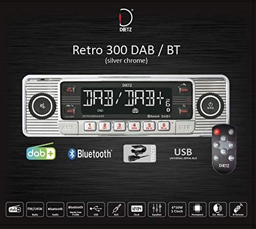 Dietz Retro Radio300DAB/BT, DAB+, BT, MP3, USB, RDS Chrom