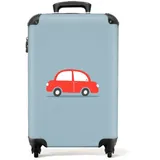 NoBoringSuitcases.com© Kinderkoffer Auto - Fahrzeuge - Rot - Design - Kinder 55x35x20cm, 4 Rollen, Kinder Koffer Klein, Trolley Handgepäck blau|bunt|rot 35 cm x 55 cm x 20 cm