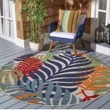 Sanat Teppich Floral Outdoor, rund, Höhe: 6 mm, In- und Outdoor geeignet, florales Design, Balkon, Terasse bunt Ø 120 cm x 6 mm