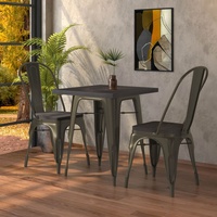 CALIFORNIA | Tolix Tisch- & Stuhl-Set | 2x Stuhl | 70x70cm | Wenge & Rost Matt | Tolix Stuhl, Industrie Stuhl, Industrie Tisch