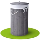 Juskys Bambus Wäschekorb Curly-Round - Grau