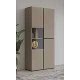 INOSIGN Vitrine INOSIGN "Cross, Höhe 183,5 cm, moderne grifflose Standvitrine mit 3 Türen", braun (congo), B:79,5cm H:183,5cm T:40cm, FSC-zertifizierter Holzwerkstoff, Glas, Melamin, Schränke, Vitrine, Hochschrank mit viel Stauraum, Glastür und verstellbaren