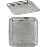 Marrakesch Orient & Mediterran Interior Orientalische Deko Tablett Serviertablett Kerzentablett Nacera Silber eckig 27cm
