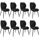 FRUOGO Esszimmerstühle 8er Set,Esszimmerstühle Modern,Küchenstuhl,mit Leinen Schwamm Kissen, Metallbeine und Diamant-Muster Gepolstert-Schwarz.