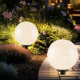 just light. LED Kugelleuchte 2er Set Kunststoff 40x40x71 cm mit Kabel und Spieß weiß