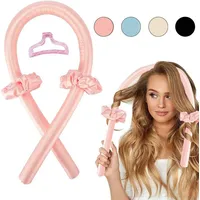 emmie jewelry Heatless Curls Band Lockenwickler über Nacht ohne Hitze für lange Haare | Curler Haarband Weich zum Schlafen für große Locken SET inkl. 2x Haargummi + 1x Haarklammer (Rosa)