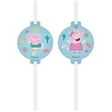 Festivalartikel Trinkhalme Peppa Pig Trinkhalme 4 Stück Papierstrohhalme Einweg Strohhalme bunt