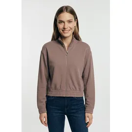 Tom Tailor Mädchen Sweatjacke mit Stehkragen, braun, Uni, Gr. 140