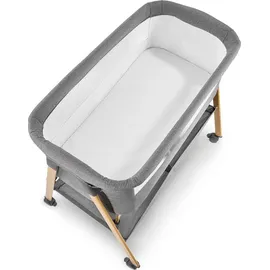 Moby-System Babybett freistehend & faltbar mit Matratze und Rollen – Moby-System Mili grau, 0–6 Monate,