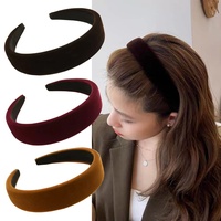 3 x Samt-Haarbänder für Damen, weiches Stirnband für Frauen und Mädchen, modisch, rutschfest, Haarschmuck (rot, dunkelbraun, braun)