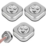 Comioke 3er Set Stick&Push LED Touch Lampe, Batteriebetrieben, Nachtlicht selbstklebend, Küchenlampen, Schrankleuchten, Lampe Nachtlicht Leuchten Batteriebetrieben, Selbstklebend Küchenlampen