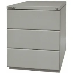 BISLEY OBA Rollcontainer mit 3 Schüben aus Metall abschließbar in silber - Bürocontainer mit Schloss für DIN A4 Dokumente, Kleinteile & Büromaterial,