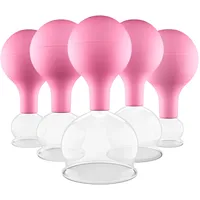 PULOX Schröpfgläser Set aus Echtglas mit Saugball - 5x Medizinisches Schröpfglas mit hoher Saugleistung in Pink
