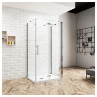 duschspa Komplettdusche 185cm U-Form Dusche Duschkabine Duschtür Scharniertür Falttür, BxT: 120x90 cm, Einscheibensicherheitsglas, Sicherheitsglas, Set, ebenerdiger Einbau möglich 120 cm x 90 cm