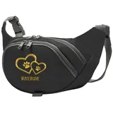 Tierisch-tolle Geschenke Hundesport Bauchtasche Leckerlie-Tasche mit 2 Herzen, 2 Pfoten und Wunschnamen personalisiert | Hundetraining | Leckerlie Beutel (Schwarz/Gold)