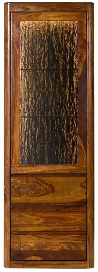 Vitrine Sheesham 70x40x202 walnuss gewachst TORONTO LUX #210