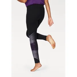 KangaROOS Leggings KANGAROOS, Damen, Gr. 48, N-Gr, schwarz (schwarz, lila), Single Jersey, Obermaterial: 95% Baumwolle, 5% Elasthan, bedruckt, eng knöchellang, Hosen Leggings, Große Größen