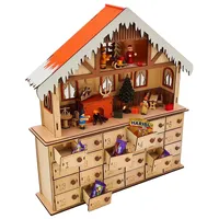 Wichtelstube-Kollektion Weihnachtskalender 2025, Adventskalender 2025 zum Befüllen, großer XXL Echtholz Adventskalender aus Holz beleuchtet mit Timer Batteriebetrieben wiederverwendbar LED Beleuchtung