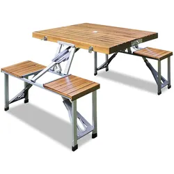 Campingtisch Holz Alu für 4 Personen klappbar