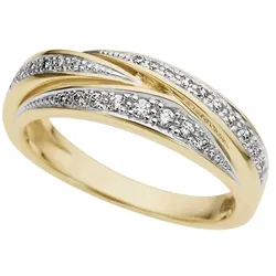 Diamantring FIRETTI "Schmuck Geschenk Gold 333 Damenring Goldring Diamant" Gr. 17, gold (gelbgoldfarben, weißgoldfarben), Fingerringe, Damen, 17, 0,24 ct P2 = erkennbare Einschlüsse, Gelbgold 333-Diamanten, Gelbgold 333, Diamanten, mit Brillanten