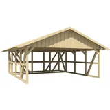 SKANHOLZ Skan Holz Carport Schwarzwald m. Dachschalung u. Abstellr. C 684 x 772 cm Natur