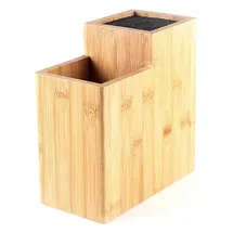 Hanseküche Messerblock - Messerhalter ohne Messer aus Holz Messerbrett (Bambus Braun, Quadratisch Gerade)