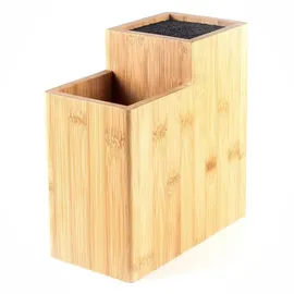 Hanseküche Messerblock - Messerhalter ohne Messer aus Holz Messerbrett (Bambus Braun, Quadratisch Gerade)