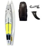 Runga-Boards Inflatable SUP-Board MAKO RACE AIR 14.0 Stand Up Paddling SUP iSUP, (Set 1, mit gepolsterten Trolley-Rucksack, Center-Finne und Coiled-Leash) Set 1