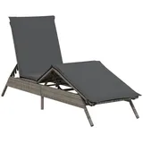 vidaXL Sonnenliege mit Auflage Grau Poly Rattan