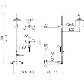 Dornbracht MADISON Showerpipe mit Brause-Thermostat Chrom 34459360-00