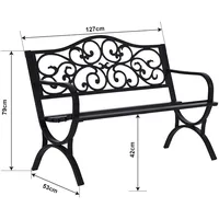Casa.pro Gartenbank Utav Stahl 127x53x79 cm Weiß