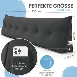 eloneo Rückenkissen – Keilkissen fürs Bett & Sofa, abnehmbarer Bezug, praktisches Seitenfach Handy 1 St Kissen