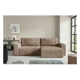 furnisell Eckcouch Cord 2-Sitzer Braun