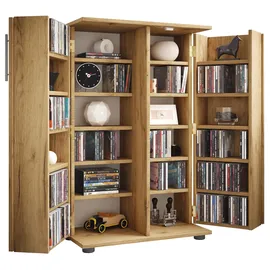 VCM Holz CD DVD Stand Regal/Schrank platzsparender CD Schrank mit 2 abschließbaren Türen für 600 CDs oder 260 DVDs oder 144-Videos Maße: H. 93 x B. 60 x T. 31 cm 20 variable Einlegeböden – Engalo XL