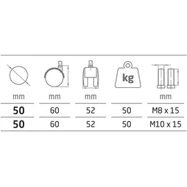 MS Beschläge Möbelrolle aus Polyurethan 50mm Durchmesser 10mm Mit Bremse Stück
