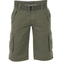 riverso Kurze Hosen Herren Cargo Shorts mit Gürtel Regular Fit RIVAnton Regular Fit Grün Normaler Bund Knopfleiste W 32