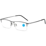Lanomi Halbrahmen Lesebrille Blaulichtfilter Damen Herren Rechtecke Halbrand Titan Rahmen Sehhilfe Ultraleicht Lesehilfe Anti Blaulicht Brille Grau Lesebrillen 2.5 - M