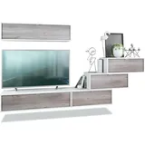 Vladon Wohnwand, Silbereichen, Holzwerkstoff, 275x180x37 cm, Wohnzimmer, Wohnwände, Wohnwand-Sets