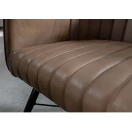 Massivmoebel24 Esszimmerstuhl Iron Label Stuhl Echtleder beige/braun