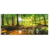 ARTland Küchenrückwand »Wald mit Bach«, (1 tlg.), Alu Spritzschutz mit Klebeband, einfache Montage grün