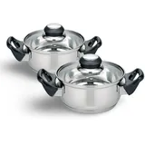 Buri 2x Edelstahl Kochtopf 'Turin' 14cm kleine Kochtöpfe Küche Töpfe Topf Set 2 Stück