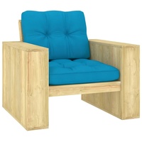 BESTE 2022© Outdoor-Stuhl Stilvollen mit robustem ,Gartenstuhl mit Blauen Kissen Imprägniertes Kiefernholz Relaxsessel Armlehnstuhl mit Premium &...