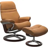 Stressless Stressless® Relaxsessel »Sunrise«, (Set, Relaxsessel mit Hocker), mit Signature Base, Größe L, Gestell Braun new caramel)