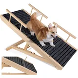 Zvonema Hunderampe, Hundetreppe aus Holz, Einstellbar 25.5-60 cm, Tragbare Katzen Rampe für Bett Sofa, Hundetreppe für Bett 60cm Hoch, rutschfeste Haustiertreppe Bis zu 100 Pfund Tragkraft