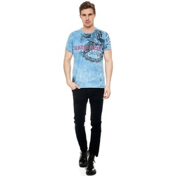 Rusty Neal T-Shirt mit eindrucksvollem Print blau M