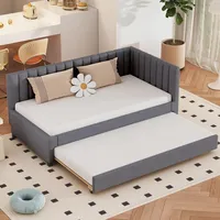 NIUAWASA Polsterbett 90x200cm, Ausziehbares Schlafsofa, Sofabett Multifunktionsbett mit Lattenrost, Jugendbetten Kinderbetten Gästebetten Samtstoff, Ohne Matratze (Grau)