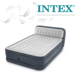 Intex Luftbett 236x152x86 cm mit integrierter Luftpumpe Gästebett Rückenlehne