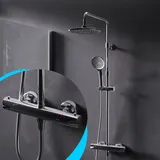 AM.PM Duschsystem mit Thermostat 38°C Edelstahl Duscharmatur Set, Duschsäule Regendusche, inkl. verstellbar Duschstange und Handbrause Hit