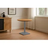 Bistrotisch Schweizer Kante massiv Akazie naturfarben 80 cm Säulengestell-eckig silber BRASILIA - Braun