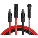 HB-DIGITAL 2x 2m Paar Solarkabel 6mm2 Solarstecker Verlängerungskabel rot/schwarz Solarkabel, Solarstecker, (400 cm), TÜV Rheinland zertifizierte PV Kabel 6mm2 für Solaranlagen Ø 6.4 mm